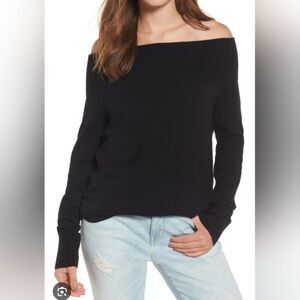 Treasure & Bond Off the Shoulder Sweater-Soft Black Rayon Blend-Large-NWT